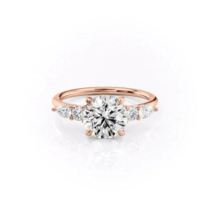 The Abigail Set With A 1 Carat Round 14K Rose Gold Lab Diamond