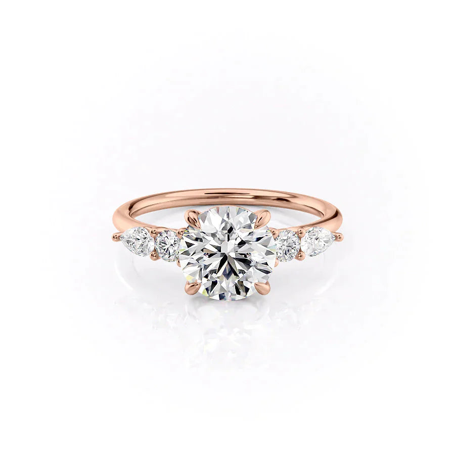 The Abigail Set  With A 3.5 Carat Round 14K Rose Gold Moissanite