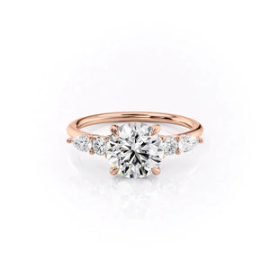 The Abigail Set With A 2 Carat Round 14K Rose Gold Lab Diamond