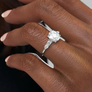 The Abigail Set  With A 4.5 Carat Round 18K White Gold Moissanite