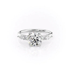 The Abigail Set  With A 5 Carat Round 14K White Gold Moissanite