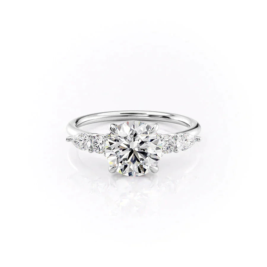 The Abigail Set With A 1.5 Carat Round 14K White Gold Lab Diamond