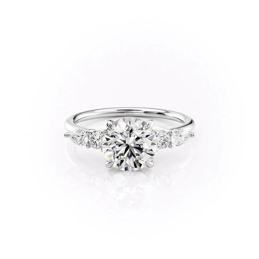 The Abigail Set  With A 1.5 Carat Round 18K White Gold Moissanite