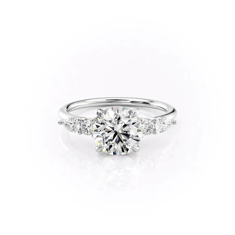 The Abigail Set  With A 4.5 Carat E. Cushion 14K White Gold Moissanite
