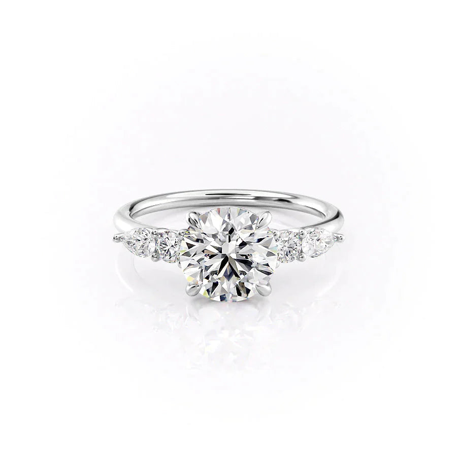 The Abigail Set  With A 1 Carat Round 14K White Gold Moissanite