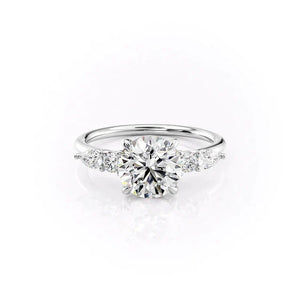 The Abigail Set  With A 3.5 Carat E. Cushion 14K White Gold Moissanite