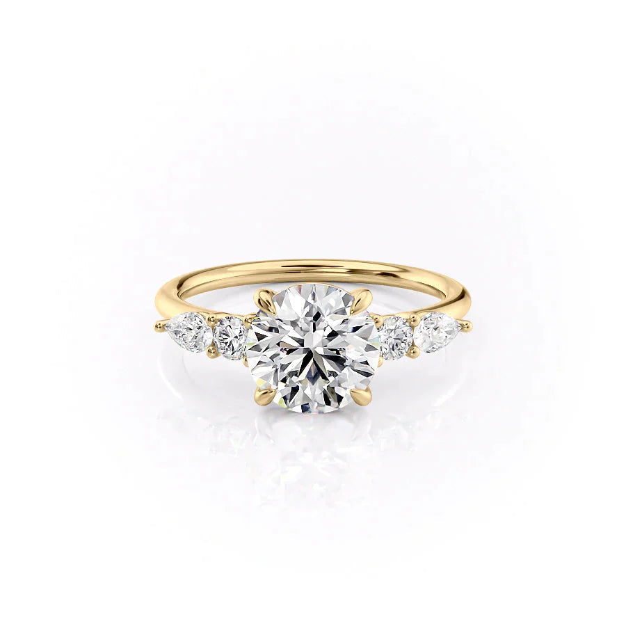 The Abigail Set  With A 1 Carat Round 14K Yellow Gold Moissanite