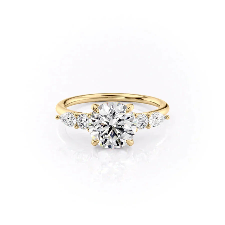 The Abigail Set With A 1.5 Carat Round 14K Yellow Gold Lab Diamond