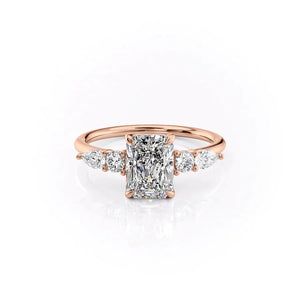 The Abigail Set  With A 4.5 Carat Radiant 14K Rose Gold Moissanite