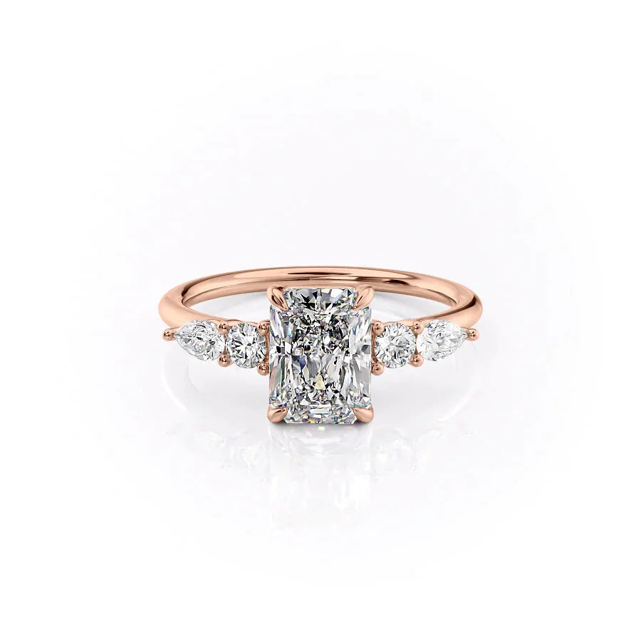 The Abigail Set With A 1 Carat Radiant 14K Rose Gold Lab Diamond
