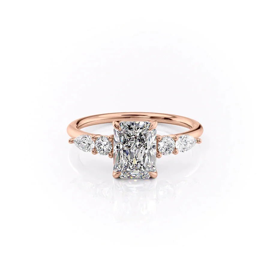 The Abigail Set  With A 3.5 Carat Radiant 14K Rose Gold Moissanite