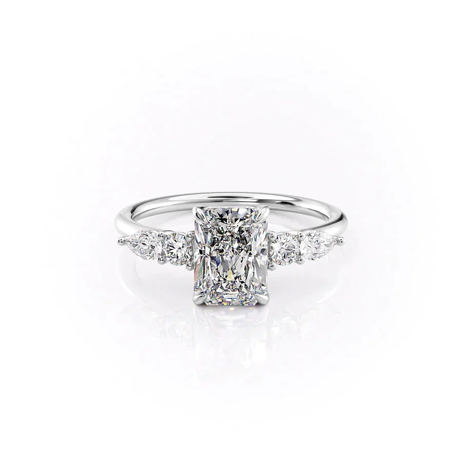 The Abigail Set With A 2 Carat Radiant 18K White Gold Lab Diamond