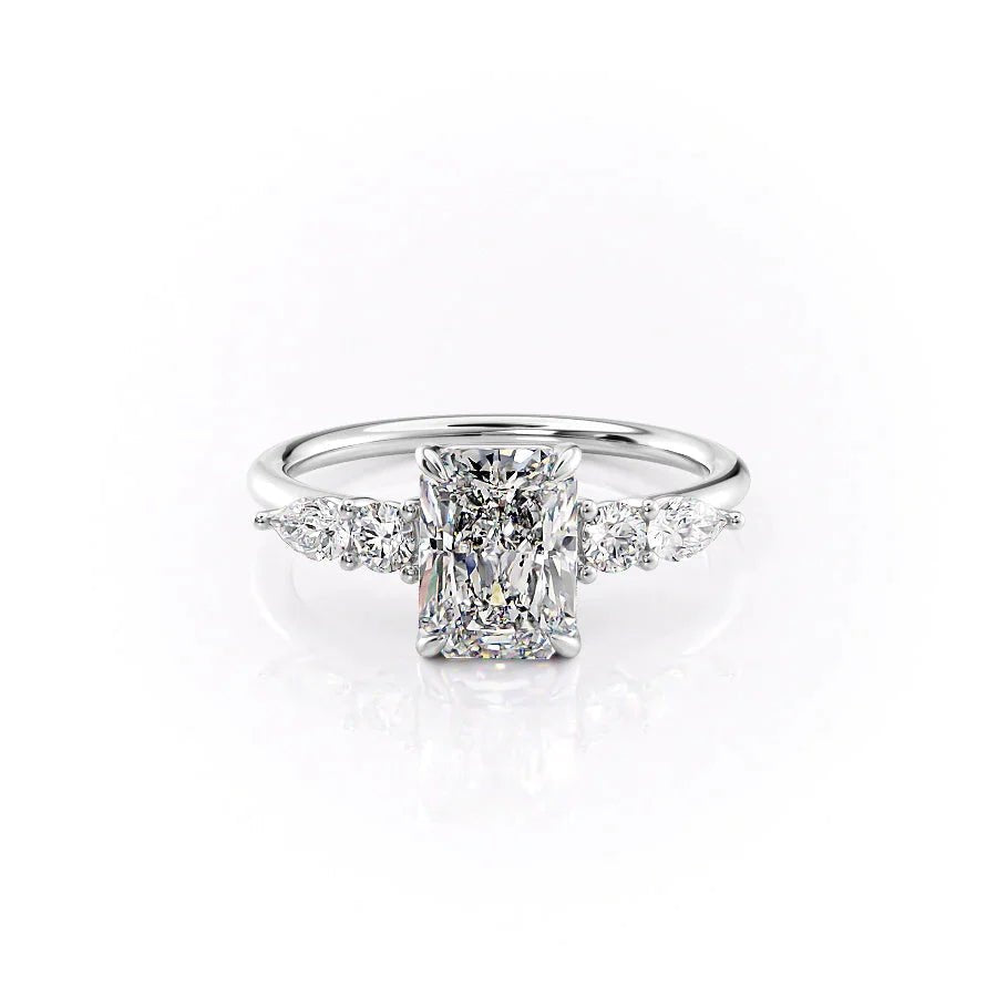 The Abigail Set  With A 2 Carat Radiant 18K White Gold Moissanite
