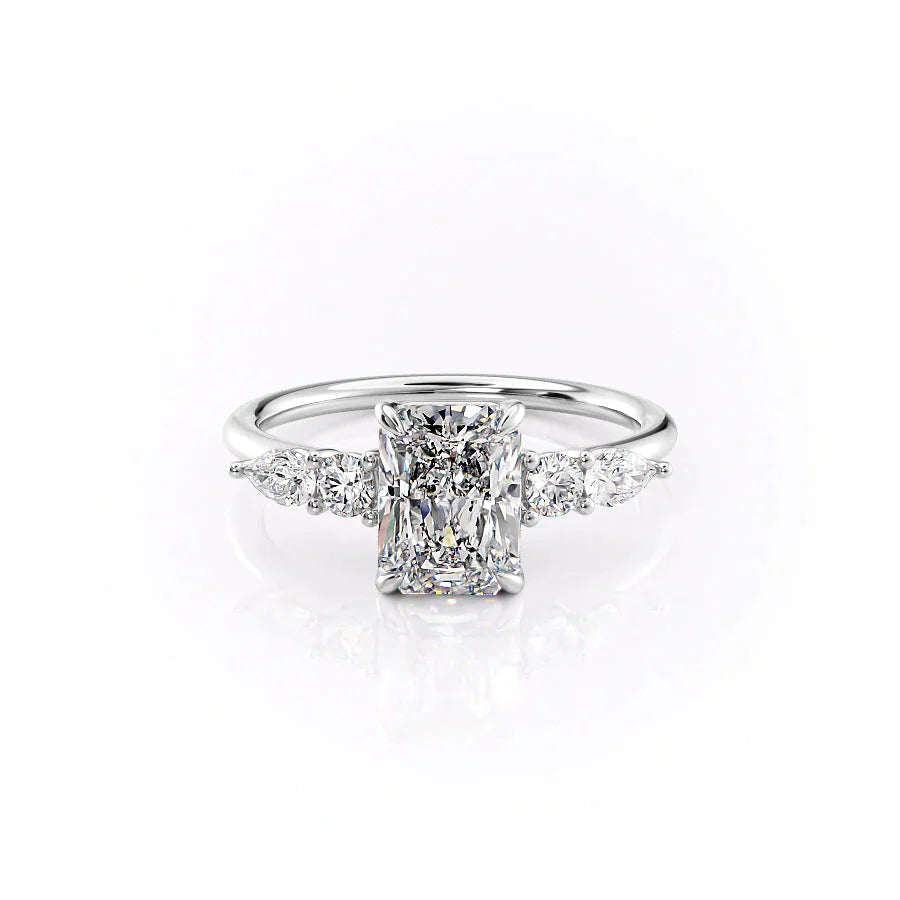 The Abigail Set  With A 1 Carat Radiant 18K White Gold Moissanite