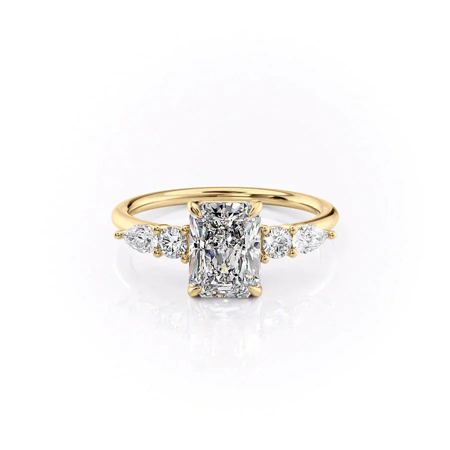 The Abigail Set With A 1.5 Carat Radiant 14K Yellow Gold Lab Diamond