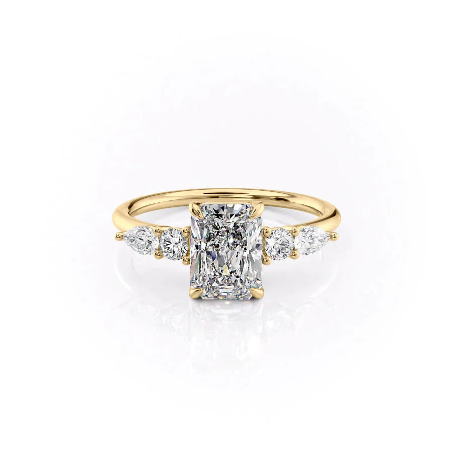 The Abigail Set  With A 1 Carat Radiant 14K Yellow Gold Moissanite