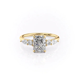 The Abigail Set  With A 1.5 Carat Radiant 18K Yellow Gold Moissanite