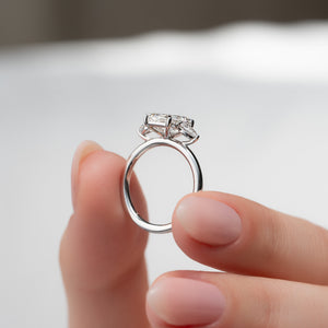 The Lauren Set  With A 3 Carat Emerald 14K White Gold Moissanite