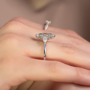 The Lauren Set  With A 3 Carat Marquise 18K White Gold Moissanite