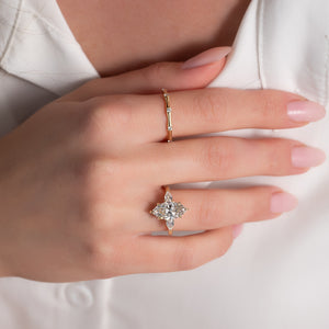 The Lauren Set  With A 3 Carat Marquise 18K Yellow Gold Moissanite