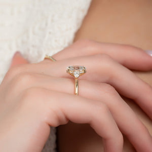 The Lauren Set  With A 3 Carat Oval 18K Yellow Gold Moissanite