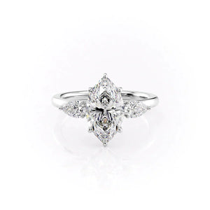 The Lauren Set With A 1.5 Carat Marquise 14K White Gold Lab Diamond