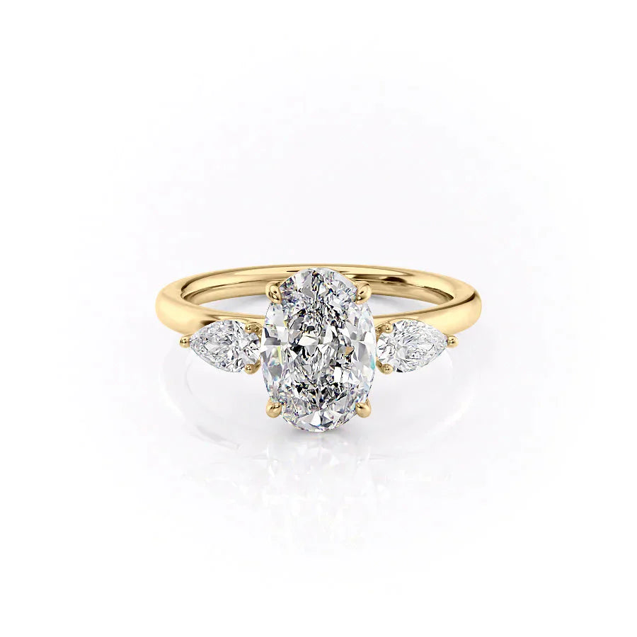 The Lauren Set  With A 4.5 Carat Oval 18K Yellow Gold Moissanite
