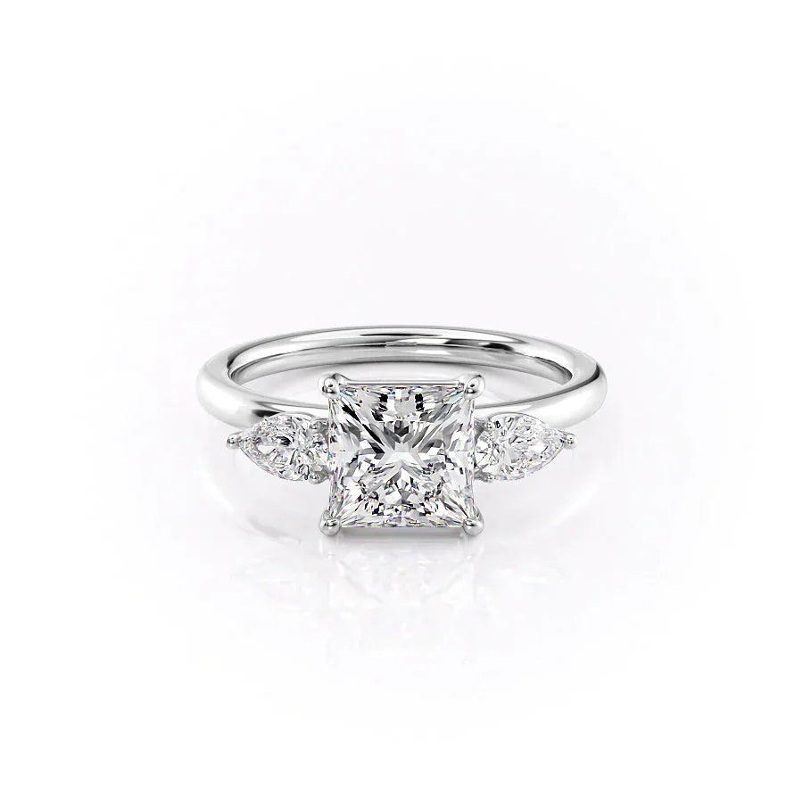 The Lauren Set  With A 3.5 Carat Princess 14K White Gold Moissanite
