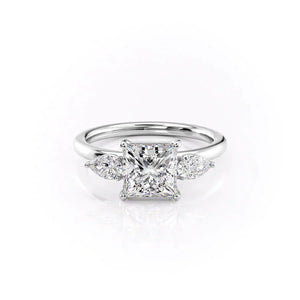 The Lauren Set  With A 3.5 Carat Princess 14K White Gold Moissanite