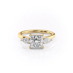 The Lauren Set  With A 4.5 Carat Princess 14K Yellow Gold Moissanite