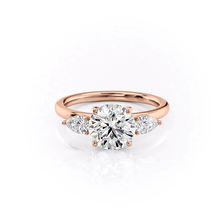 The Lauren Set With A 1.5 Carat Round 18K Rose Gold Lab Diamond