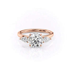 The Lauren Set With A 1.5 Carat Round 18K Rose Gold Lab Diamond