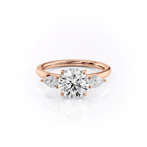 The Lauren Set  With A 4 Carat Round 14K Rose Gold Moissanite