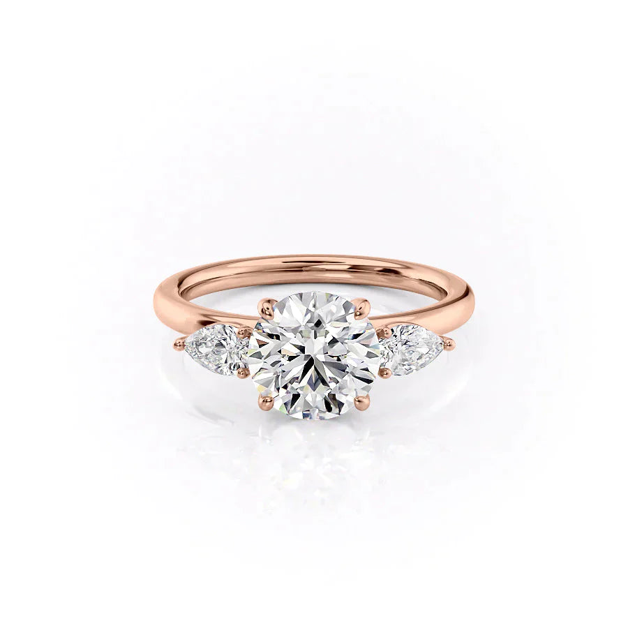 The Lauren Set  With A 1.5 Carat Round 14K Rose Gold Moissanite