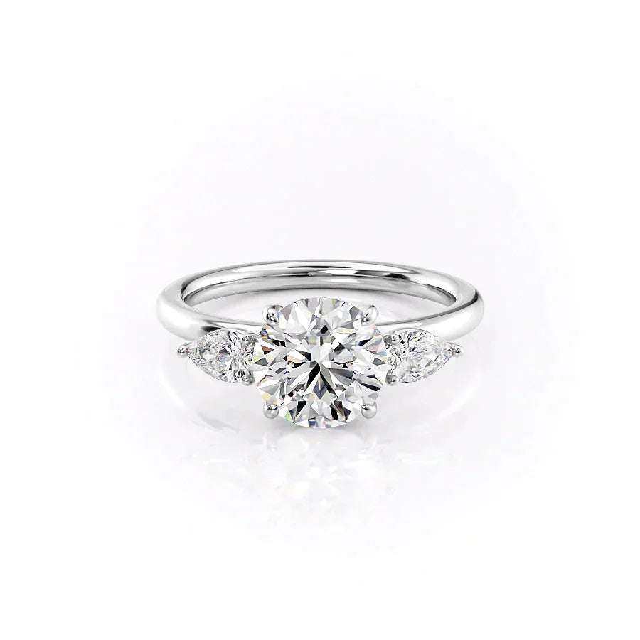 The Lauren Set  With A 1.5 Carat Round 18K White Gold Moissanite