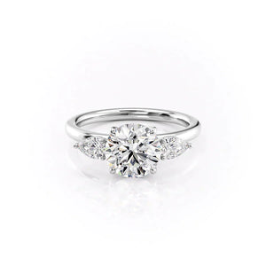 The Lauren Set With A 1 Carat Round 14K White Gold Lab Diamond