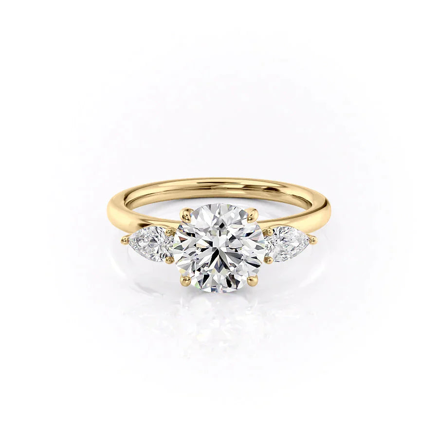 The Lauren Set  With A 1 Carat Round 14K Yellow Gold Moissanite