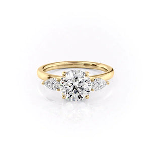 The Lauren Set With A 1 Carat Round 14K Yellow Gold Lab Diamond