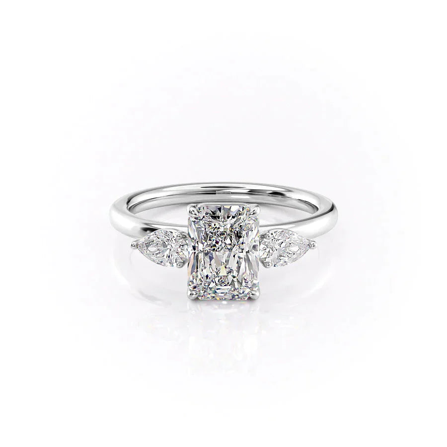 The Lauren Set  With A 5 Carat Radiant 18K White Gold Moissanite