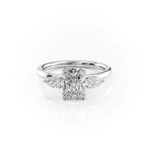 The Lauren Set  With A 2 Carat Radiant 14K White Gold Moissanite