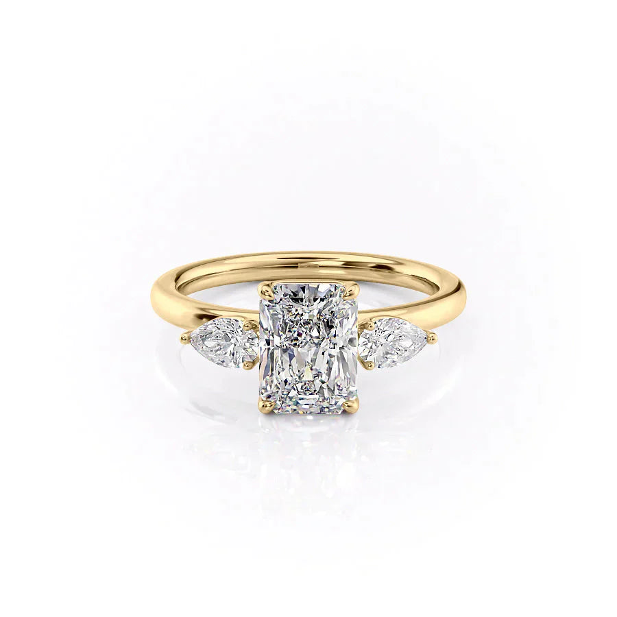 The Lauren Set With A 1.5 Carat Radiant 14K Yellow Gold Lab Diamond