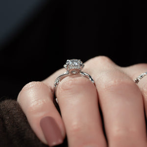 The Halo Twig Set With A 2.5 Carat Oval 18K White Gold Lab Diamond