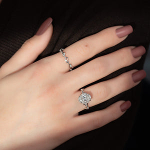 The Halo Twig Set  With A 2 Carat Oval 18K White Gold Moissanite