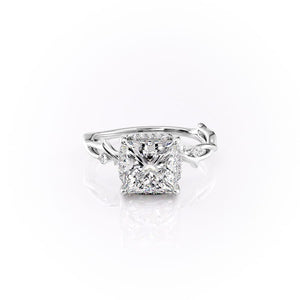 The Halo Twig Set With A 2.5 Carat Princess 18K White Gold Lab Diamond