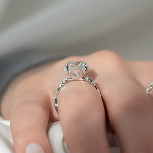 The Halo Twig Set  With A 3.5 Carat Round 18K White Gold Moissanite