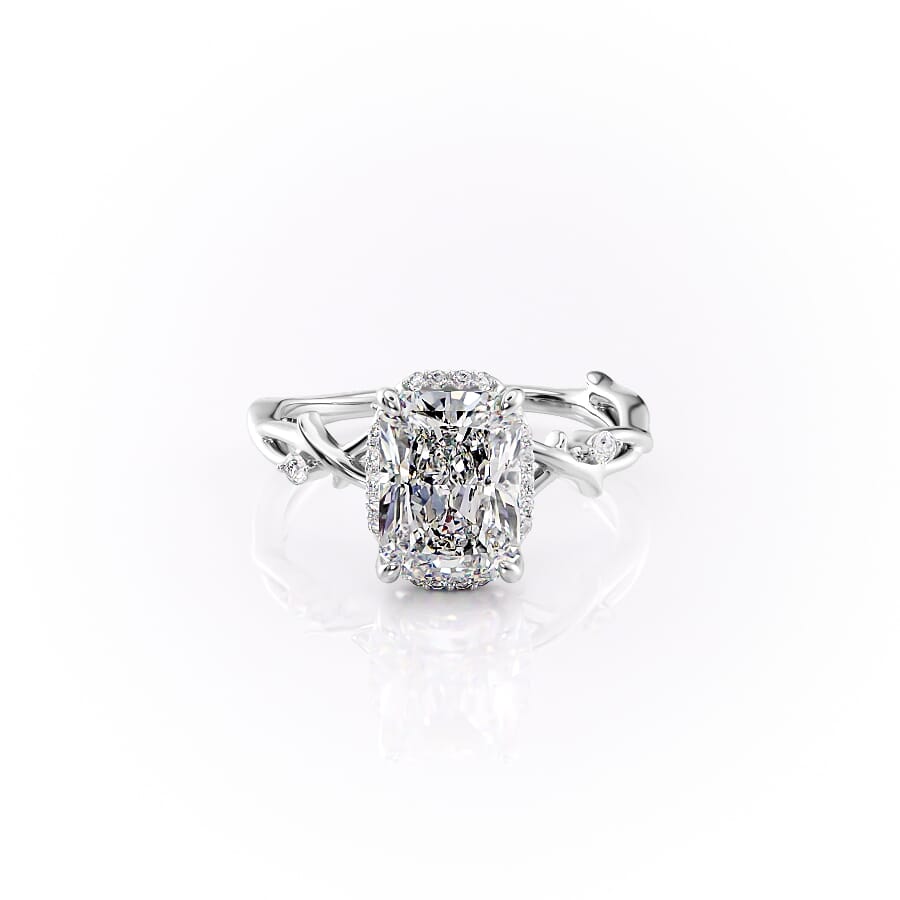 The Halo Twig Set With A 2.5 Carat Radiant 14K White Gold Lab Diamond