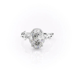 The Halo Twig Set  With A 1.5 Carat Oval 14K White Gold Moissanite
