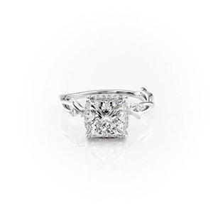 The Halo Twig Set With A 1 Carat Princess 14K White Gold Lab Diamond