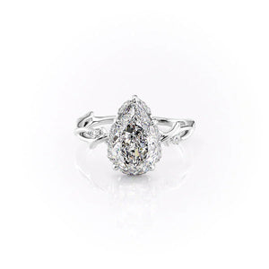 The Halo Twig Set With A 2 Carat Pear 18K White Gold Lab Diamond