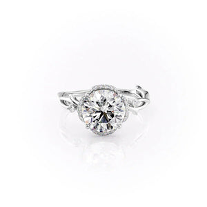 The Halo Twig Set With A 3 Carat Round 18K White Gold Lab Diamond